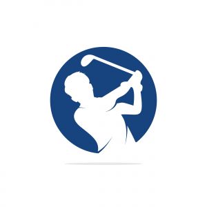 Golf club vector logo design. Golf player hits ball inspiration Logo design	