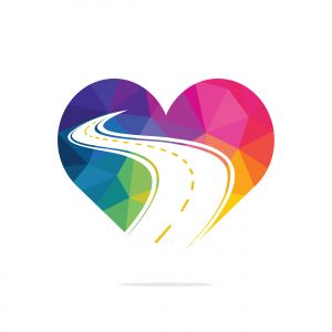 Love road vector logo design. Creative road journey logo design.	