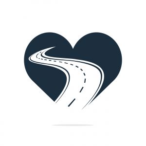 Love road vector logo design. Creative road journey logo design.	