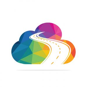 Cloud road logo vector element. Creative road journey logo design.	