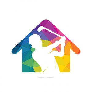 Home Golf vector logo design. Golf player hits ball inspiration Logo design	