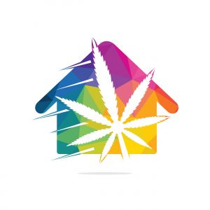 Cannabis house vector logo design. Cannabis leaf and house logo designs inspiration isolated on white background.