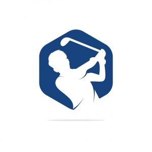 Golf club vector logo design. Golf player hits ball inspiration Logo design	