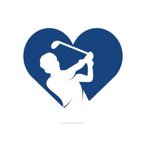 Love Golf club vector logo design. Golf player hits ball inspiration Logo design	
