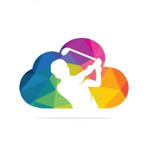 Cloud Golf vector logo design. Golf player hits ball inspiration Logo design	