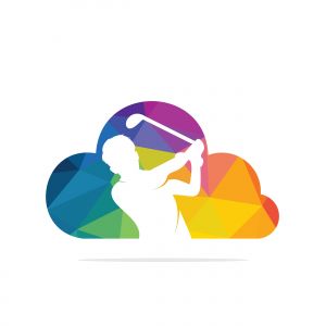Cloud Golf vector logo design. Golf player hits ball inspiration Logo design	