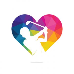 Love Golf club vector logo design. Golf player hits ball inspiration Logo design	