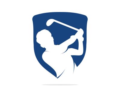 Golf club vector logo design. Golf player hits ball inspiration Logo design	