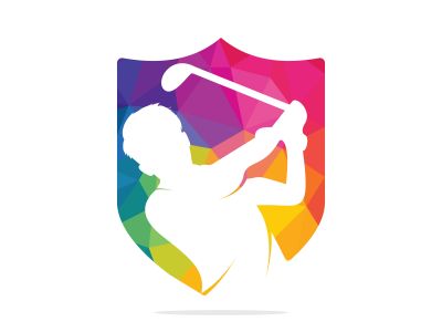 Golf club vector logo design. Golf player hits ball inspiration Logo design	