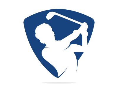 Golf club vector logo design. Golf player hits ball inspiration Logo design	