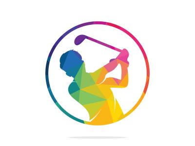 Golf club vector logo design. Golf player hits ball inspiration Logo design	