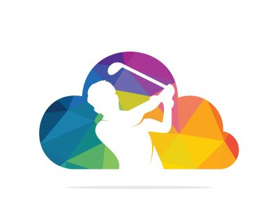 Cloud Golf vector logo design. Golf player hits ball inspiration Logo design	