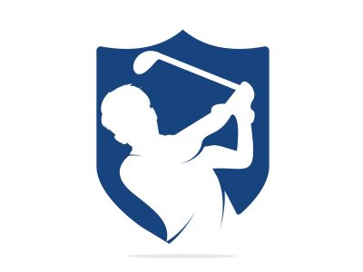 Golf club vector logo design. Golf player hits ball inspiration Logo design	