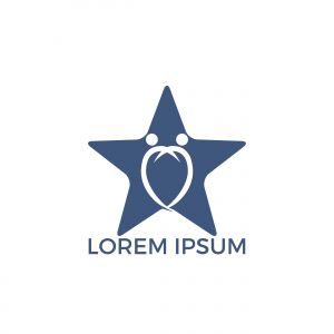 Friendship star shape bonding together organic people logo. Concept of family and community people unity & solidarity social network.	