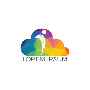 Health Center and Beauty salon logo design. Fitness cloud logo. Human character and cloud logo.	