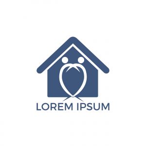 Home care logo design. House and people vector logo design.	