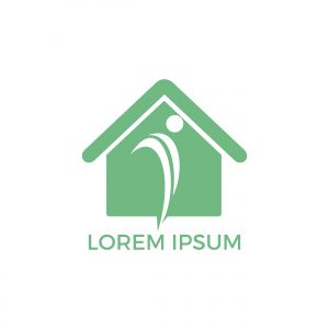 Health Center and Beauty salon logo design. Fitness home logo. Human character and home logo.	