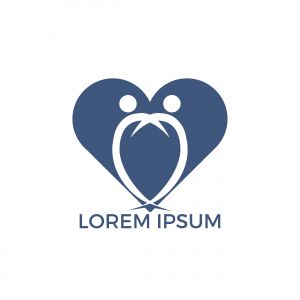 Friendship heart shape bonding together organic people logo. Concept of family and community people unity, love & solidarity social network.	