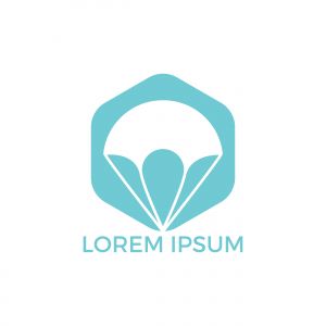 Parachute logo design. Delivery air balloon symbol. Business corporate vector icon.	