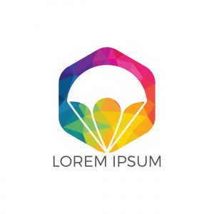 Parachute logo design. Delivery air balloon symbol. Business corporate vector icon.	