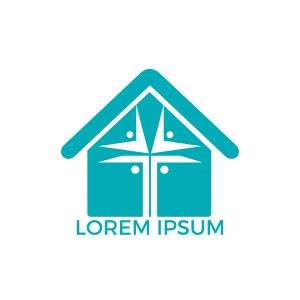People home church logo design. Template logo for churches and Christian organizations cross	
