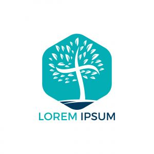 Abstract Tree religious cross symbol icon vector design. Church and Christian organization logo.	