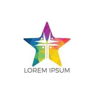 People church star shape logo design. Template logo for churches and Christian organizations cross	