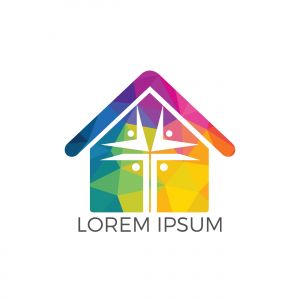 People home church logo design. Template logo for churches and Christian organizations cross	