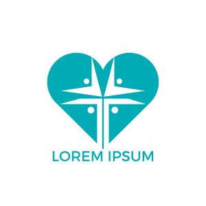 People church heart shape logo design. Template logo for churches and Christian organizations cross.	