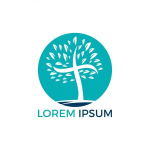 Abstract Tree religious cross symbol icon vector design. Church and Christian organization logo.	