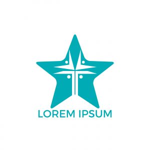 People church star shape logo design. Template logo for churches and Christian organizations cross	