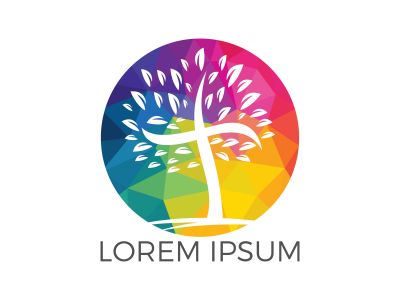 Abstract Tree religious cross symbol icon vector design. Church and Christian organization logo.	
