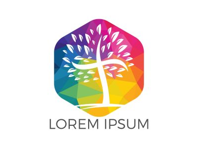 Abstract Tree religious cross symbol icon vector design. Church and Christian organization logo.	