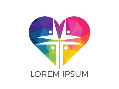 People church heart shape logo design. Template logo for churches and Christian organizations cross.	