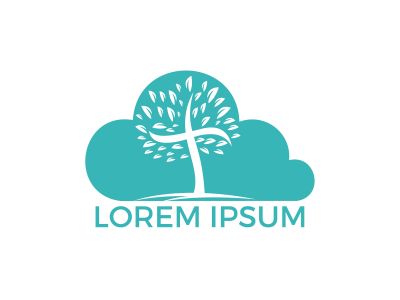 Abstract cloud and tree religious cross symbol icon vector design. Church and Christian organization logo.	