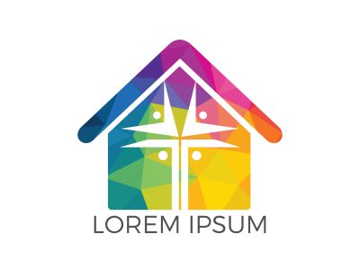People home church logo design. Template logo for churches and Christian organizations cross	
