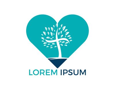 Abstract heart and tree religious cross symbol icon vector design. Church and Christian organization logo.	