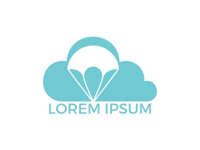 Parachute and cloud logo design. Delivery air balloon symbol. Business corporate vector icon.	