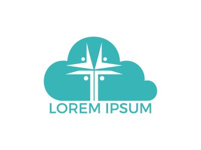 People church cloud shape logo design. Template logo for churches and Christian organizations cross	