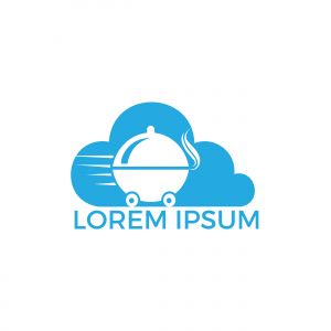 Cloud Food delivery logo design. Fast delivery service sign. Online food delivery service.	