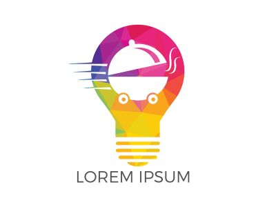 Light Bulb Food delivery logo design. Fast delivery service sign. Online food delivery service.	