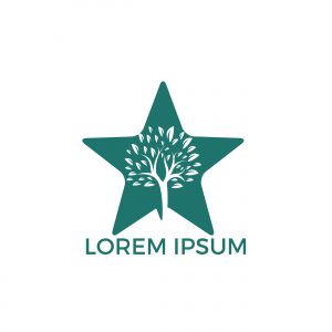Star tree logo design.	