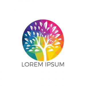 Green tree vector logo design. Natural product, organic shop, ecology company, alternative medicine, green unity, garden, farming, forest etc.	