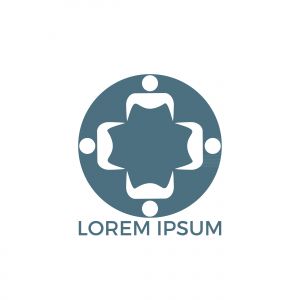 Human Character group and team vector logo design. Business and Community logo. Teamwork symbol. Social logo. Partnership people icon.	