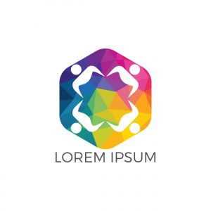 Human Character group and team vector logo design. Business and Community logo. Teamwork symbol. Social logo. Partnership people icon.	