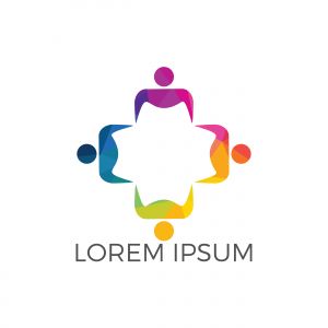 Human Character group and team vector logo design. Business and Community logo. Teamwork symbol. Social logo. Partnership people icon.	