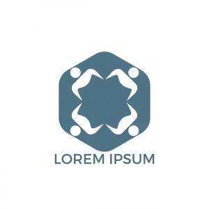 Human Character group and team vector logo design. Business and Community logo. Teamwork symbol. Social logo. Partnership people icon.	