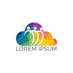 Community cloud abstract logo. Happy People logo. Teamwork symbol. Social logo. Partnership people icon.	