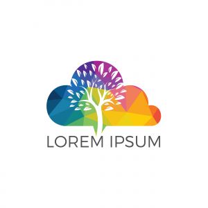 Cloud Tree Logo Design. Abstract logo of a tree in shape of cloud.	