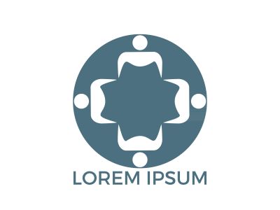 Human Character group and team vector logo design. Business and Community logo. Teamwork symbol. Social logo. Partnership people icon.	